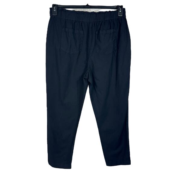 Calvin Klein Large Paperbag Waist Pants Hi-Rise Pockets Zip-Fly Tapered Black - Picture 4 of 9